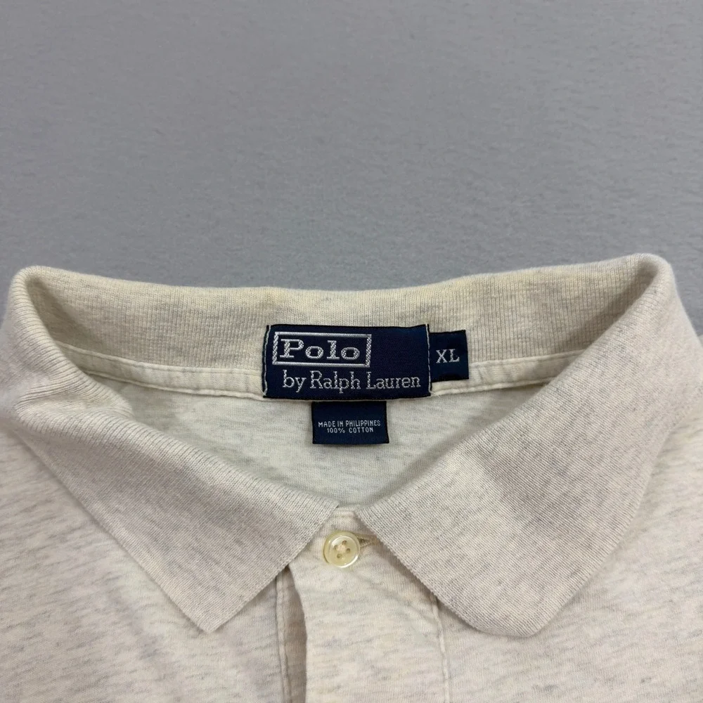 Polo Ralph Lauren Polo XL Beige Heathered Long Sleeve Embroidered Pony Vintage